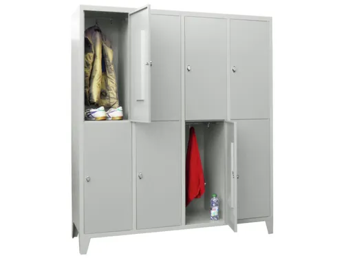 lockerkast,HxBxD 1850x1600x500mm,4x2vakken,RAL7035,front RAL7035
