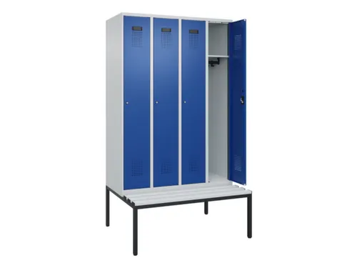 locker met bank,HxBxD 2120x1200x815mm,4vak,vak B 300mm,cilinderslot