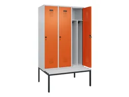 locker met bank,voor scheiding van kleding,HxBxD 2120x1200x815mm,3vak
