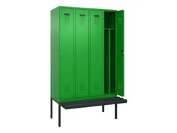 locker met bank,voor scheiding van kleding,HxBxD 2120x1200x815mm,4vak