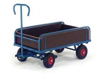 Handtrekwagen 400kg 930x535mm Houten Wanden Luchtbanden Ral5010 - 2