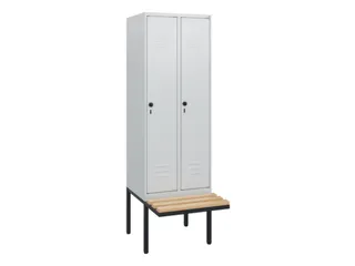 locker met bank,HxBxD 1950x600x815mm,2vak,vak B 300mm,draaigrendel - 1