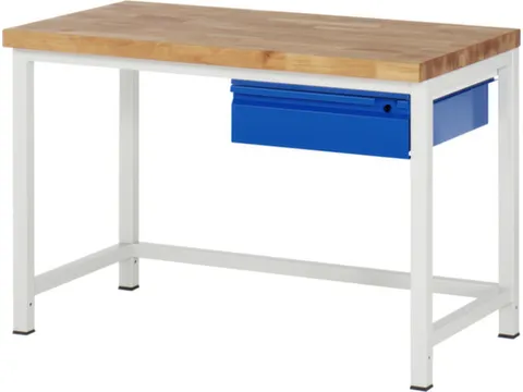 établi RAL7035/RAL5010 HxlxP 840-1040x1250x700mm plateau hêtre