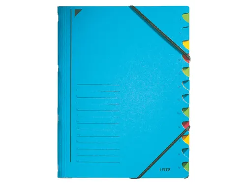 Sorteermap Leitz 3912 A4 12 vaks karton blauw