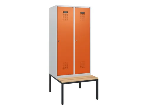 locker met bank,HxBxD 1950x800x815mm,2vak,vak B 400mm,cilinderslot