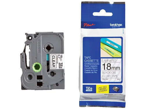 Labeltape Brother P-touch TZe-141 standaard 18mm zwart op transparant