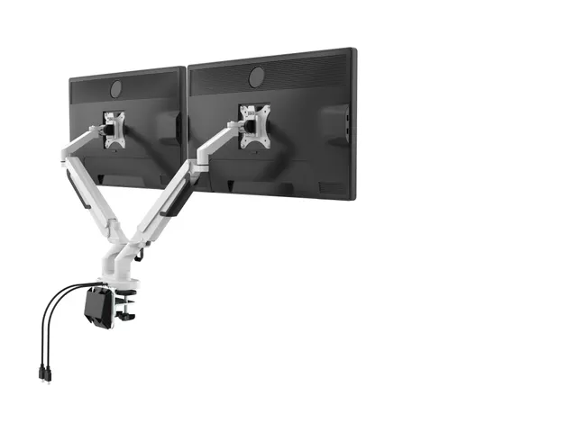 Dubbele Monitorarm Wit Incl. USB Poorten
