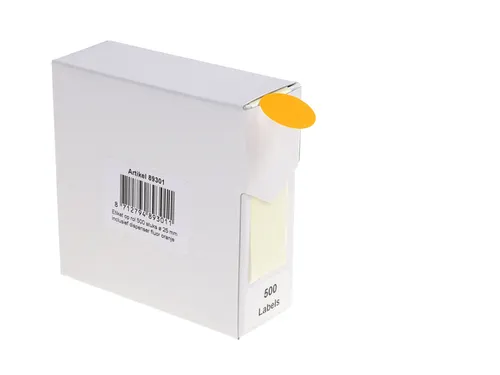 Etiket Rillprint 25mm 500st op rol fluor oranje