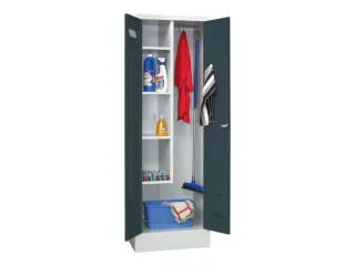 Schoonmaakkast HxBxD 1850x600x500mm Cilinderslot RAL7035 Front RAL7016 - 2