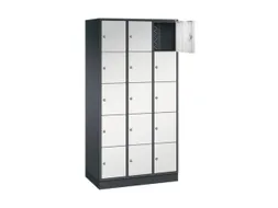 lockerkast,RAL 7021/RAL 7035,HxBxD 1950x920x500mm,3x5vakken,cil.-slot