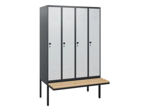 locker met bank,HxBxD 1950x1200x815mm,4vak,vak B 300mm,draaigrendel