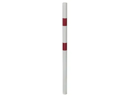 Afzetpaal Ronde Buis Ø 60Mm Om In Te Betonneren Platte Kop Wit/rood