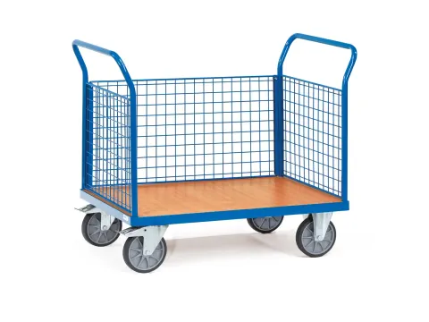 Driewandwagens 1531 Draadgaas 600kg 1000x600mm Ral5007 Houten Plaat