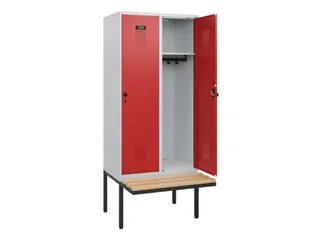 locker met bank,HxBxD 1950x800x815mm,2vak,vak B 400mm,draaigrendel - 1