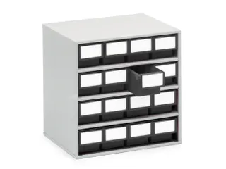 ESD-magazijnkast,HxBxD 395x400x300mm,16lade(n),laden zwart - 1