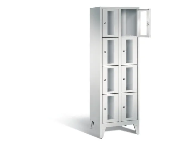 Lockerkast 1850x610x500mm 2x4 vakken Cilinderslot Poten, RAL7035