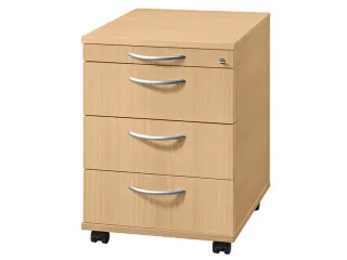 Mobiel Ladenblok Beuken 590x430x580mm Pennenlade 3laden Beugelgreep - 1