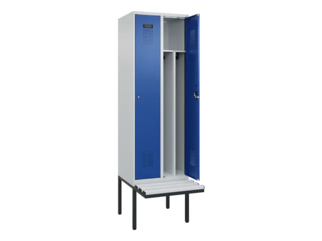 locker met bank,voor scheiding van kleding,HxBxD 2120x600x815mm,2vak