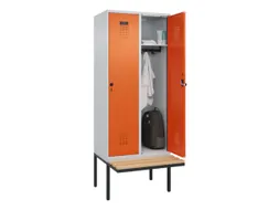 locker met bank,HxBxD 2120x800x815mm,2vak,vak B 400mm,draaigrendel