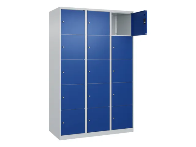lockerkast,HxBxD 1850x1200x500mm,3x5vakken,vak B 400mm,cil.-slot