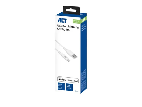 Kabel ACT USB 2.0 naar Lightning laad -en data 1 meter