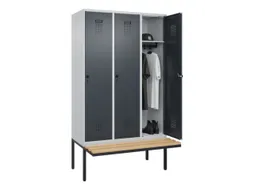 locker met bank,HxBxD 2120x1200x815mm,3vak,vak B 400mm,draaigrendel