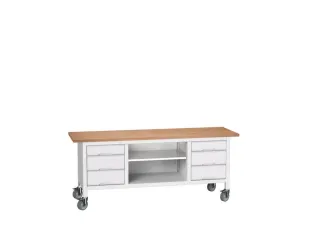 werkbank,HxBxD 830x2000x600mm,multiplexblad,uitrusting: 6laden,legbord - 1