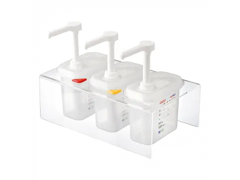 Araven Sauspomp 3x Dispenser met bak 1.5 liter 1/9 GN 150mm