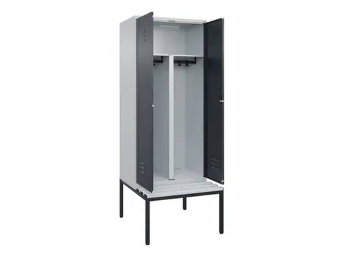 PBM-locker met bank,HxBxD 2120x800x815mm,2vak,vak B 400mm,cil.-slot