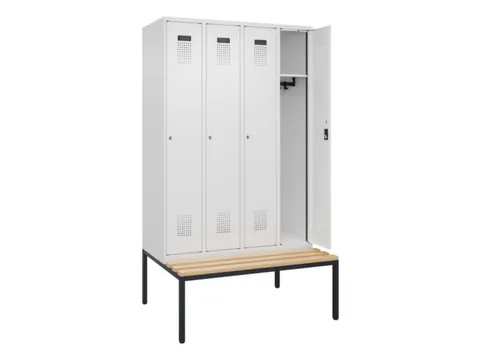 locker met bank,HxBxD 2120x1200x815mm,4vak,vak B 300mm,cilinderslot