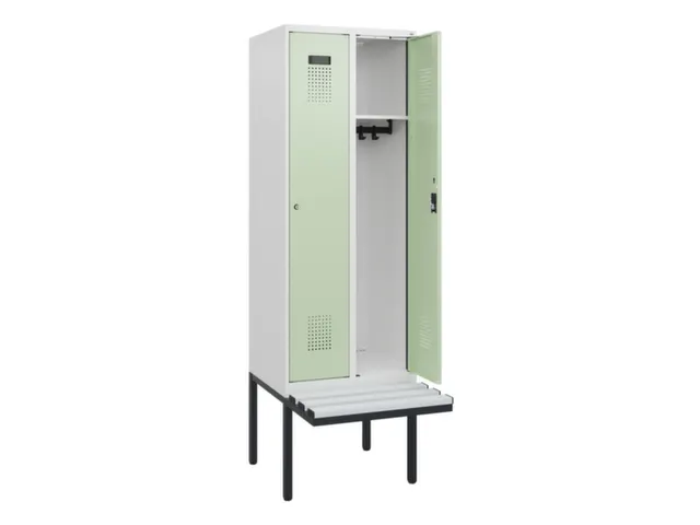 locker met bank,HxBxD 1950x600x815mm,2vak,vak B 300mm,cilinderslot