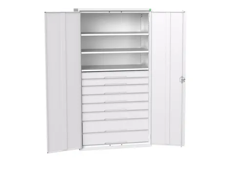 universele kast,HxBxD 2000x1050x550mm,3xStalen bodem,8lade(n)