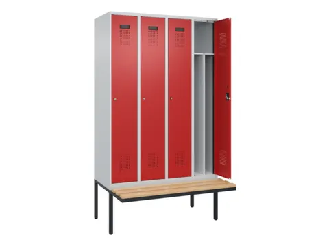 locker met bank,voor scheiding van kleding,HxBxD 2120x1200x815mm,4vak