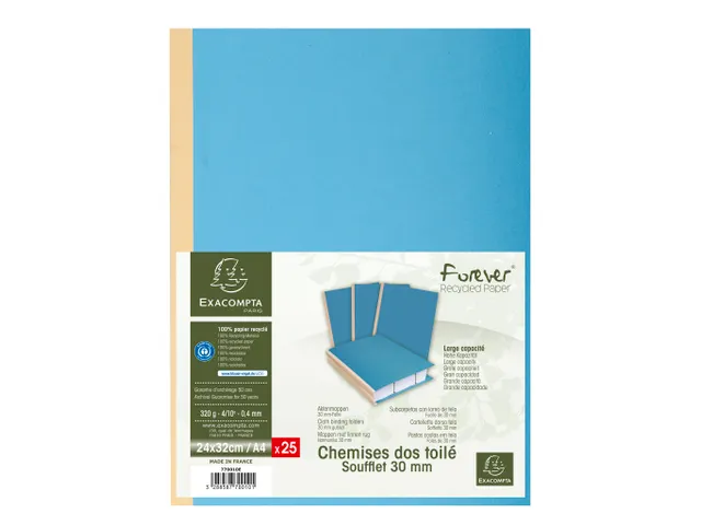 25 mappen met linnen rug FOREVER 320g/m2 -24x32cm Blauw
