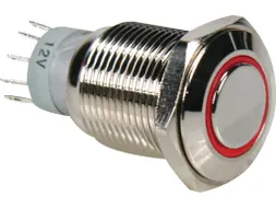 Ronde Metalen Drukknop Spdt 1NO 1NC - Rode Ring
