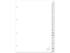 Tabblad Kangaro A4 letters PP 120 micron wit 4-gaats 20-delig A-Z