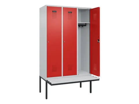 locker met bank,HxBxD 2120x1200x815mm,3vak,vak B 400mm,cilinderslot