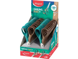 Schaar Maped Smiling Planet 12cm display à 20 stuks bruin/groen - 1