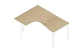 In hoogte verstelbaar hoekbureau,HxBxD 680-760x1600x1200mm,blad eiken