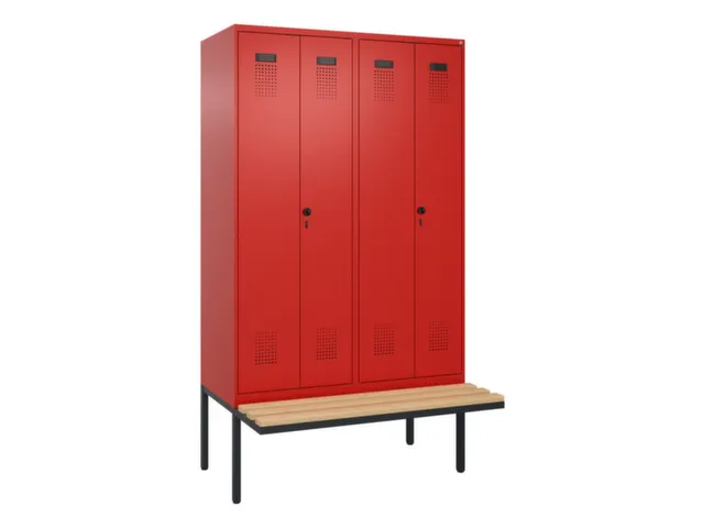 locker met bank,voor scheiding van kleding,HxBxD 2120x1200x815mm,4vak