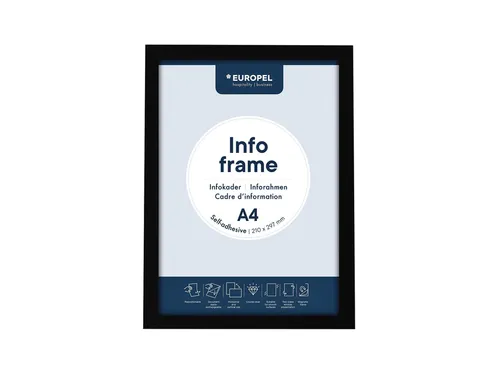 Infokader Europel zelfklevend A4 zwart