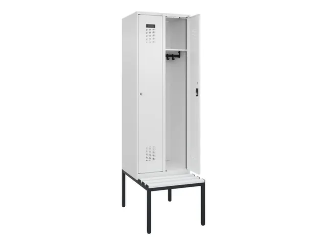locker met bank,HxBxD 2120x600x815mm,2vak,vak B 300mm,cilinderslot