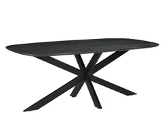 Vergadertafel Harper Deens Ovaal 240x100cm Zwart blad met Spinpoot