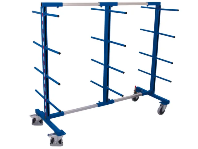 Draagarmwagen 400kg Dubbelzijdig 3 Staanders 24 Liggers Ral5010