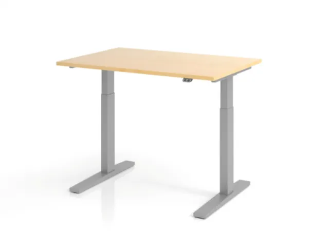 Bureau assis-debout électrique 700-1200x1200x800mm érable/argenté