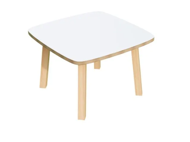 bijzettafel,HxBxD 400x600x600mm,4voeten natuur,vierkante buis,blad wit