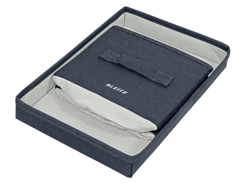 Leitz Stoffen opbergdoos met deksel Grijs 28,5x19x16cm 2 stuks