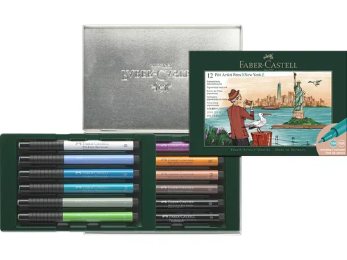 Tekenstift Faber-Castell Pitt Artist Pen Brush set 12 stuks New York