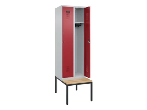 locker met bank,HxBxD 2120x600x815mm,2vak,vak B 300mm,cilinderslot