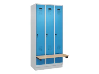 locker met bank,HxBxD 1950x900x815mm,3vak,vak B 300mm,draaigrendel - 2